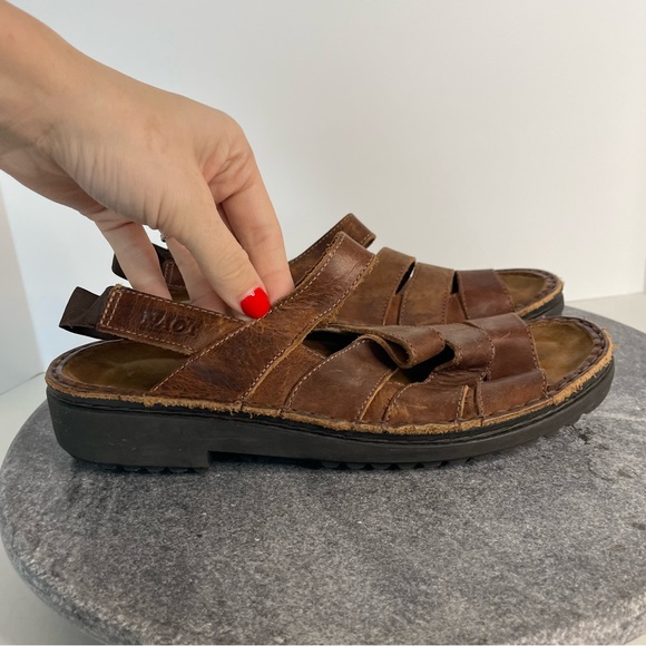 Naot Dark Brown Leather Strappy Sandals 38 - Picture 5 of 12